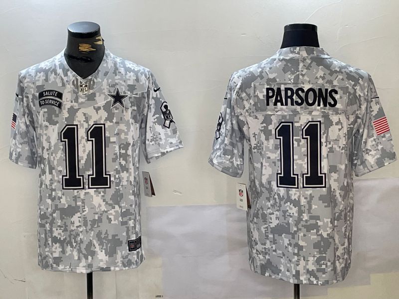 Men Dallas Cowboys 11 Parsons Nike Arctic Camo 2024 Salute to Service Limited NFL Jersey